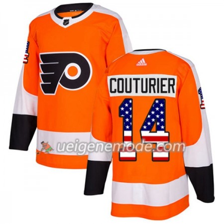 Herren Eishockey Philadelphia Flyers Trikot Sean Couturier 14 Adidas 2017-2018 Orange USA Flag Fashion Authentic